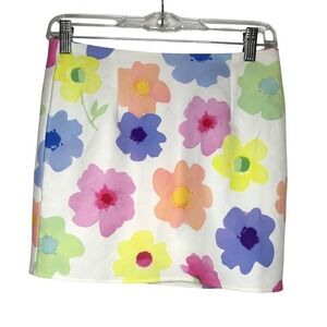 NWT‎ White Fox Boutique Mini Floral Skirt Barbiecore Watercolor Sz S 70s Rainbow